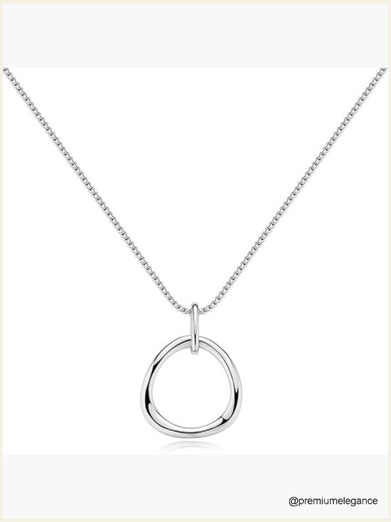 Jewelry - Circle Pendant T-Bar Necklace Dainty Adjustable 18"+2" Extension Chain